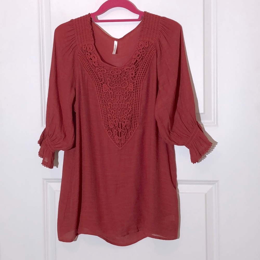 Passports Gauzy Sienna Crochet Front Top Large